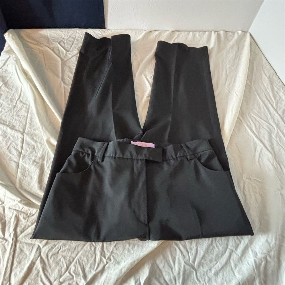 Kuhlman Black Straight Leg Dress Pants Made‎ in Italy Size 50 Women High Rise